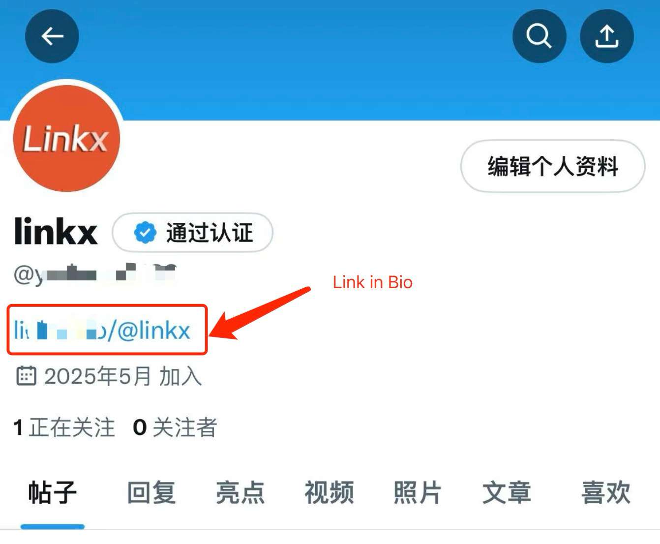 如何在Twitter/x中配置Bio链接实现个人主页点击链接查看您的更多社交媒体？